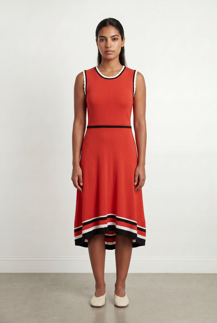 Robe longue rouge et noire - Taille L/40 de la marque Claudie Pierlot | PARAD93833 - Vendu par Paradigme - Image 1