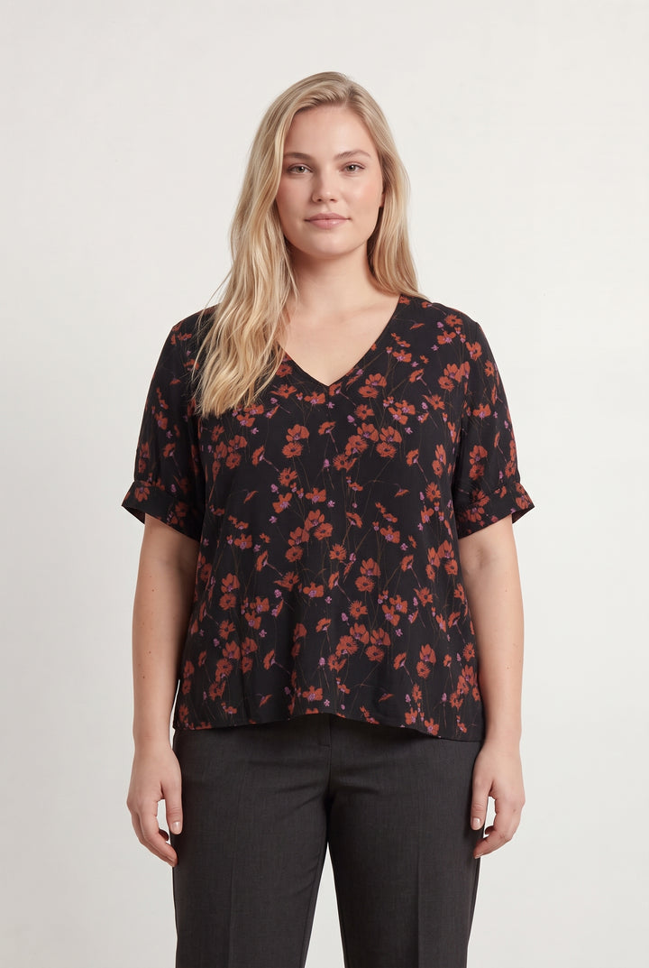 Blouse Noire et Rouge - Taille XXL/44 de la marque La Fée Maraboutée | PARAD93845 - Vendu par Paradigme - Image 1