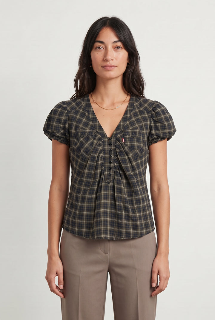 Blouse Noire et Beige - Taille M/38 de la marque Levi&