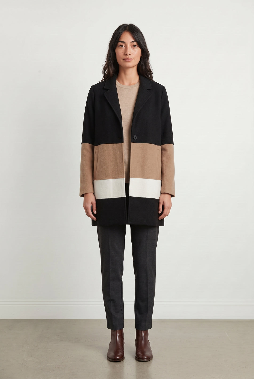 Manteau Noir Beige et Blanc - Taille M/38 de la marque Maison 123 | PARAD93876 - Vendu par Paradigme - Image 1