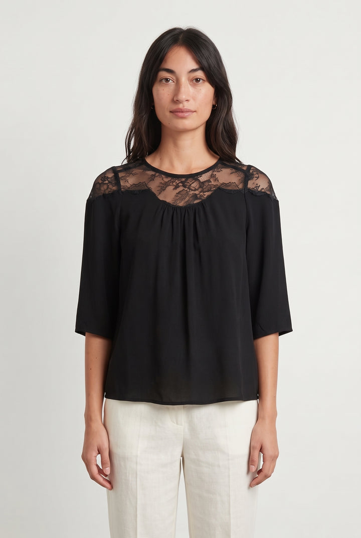 Blouse Noire - Taille S/36 de la marque Claudie Pierlot | PARAD93971 - Vendu par Paradigme - Image 1