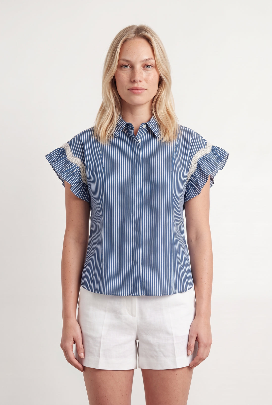 Chemise Bleue et Blanche - Taille L/40 de la marque Sandro | PARAD93974 - Vendu par Paradigme - Image 1