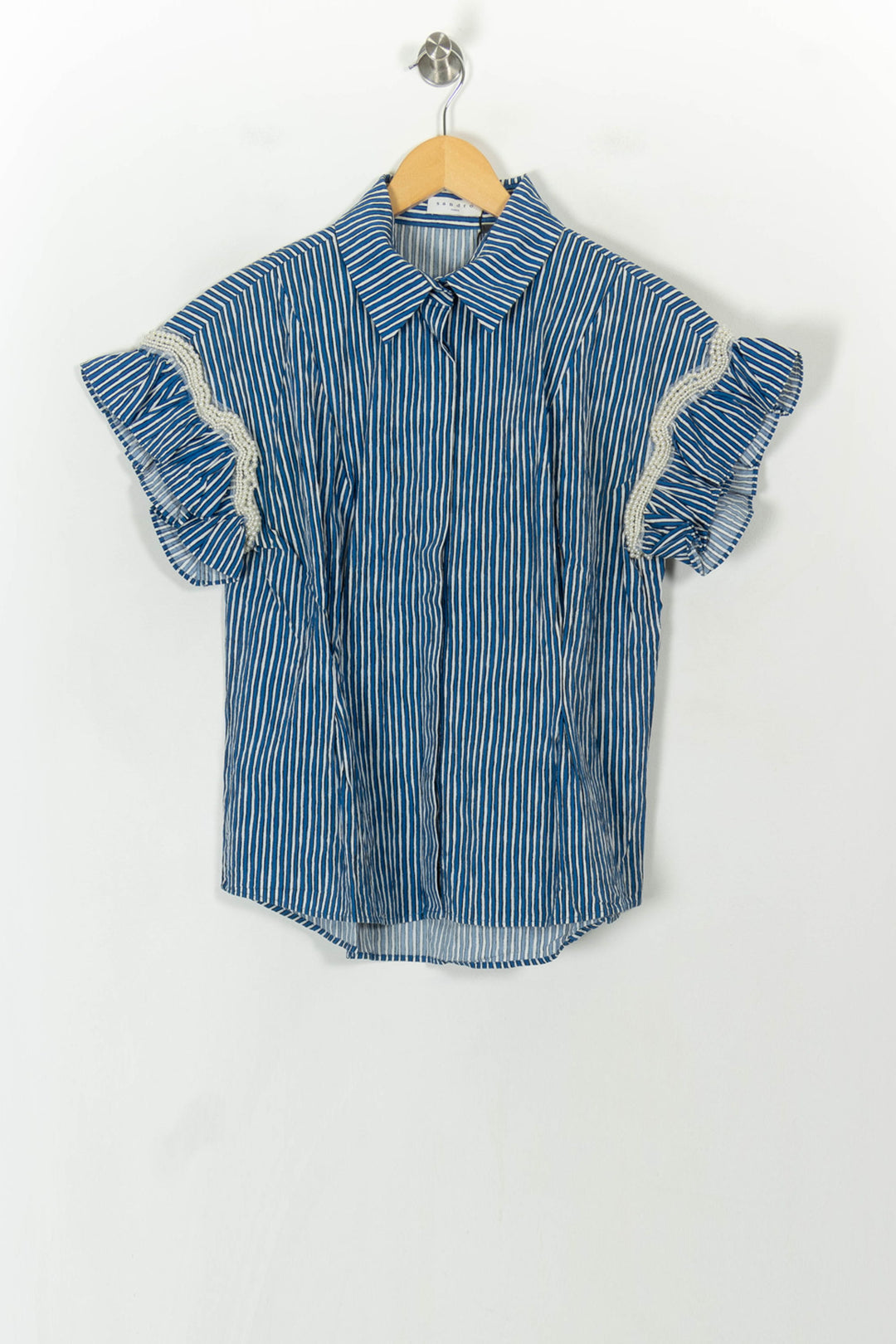 Chemise Bleue et Blanche - Taille L/40 de la marque Sandro | PARAD93974 - Vendu par Paradigme - Image 2