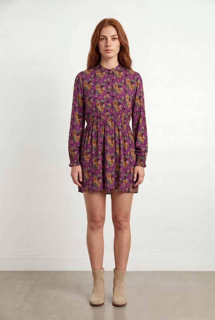 Robe Fleurie Violette et Orange - Taille M/38 de la marque Balzac Paris | PARAD93987 - Vendu par Paradigme - Image 1