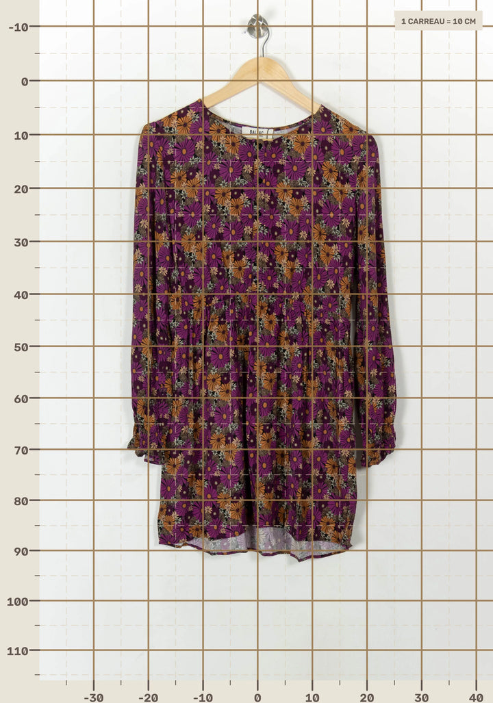 Robe Fleurie Violette et Orange - Taille M/38 de la marque Balzac Paris | PARAD93987 - Vendu par Paradigme - Image 4