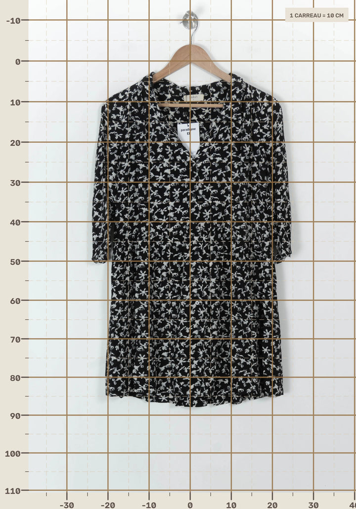 Robe Fleurie Noire et Blanche - Taille S/36 de la marque ba&amp;sh | PARAD93989 - Vendu par Paradigme - Image 4