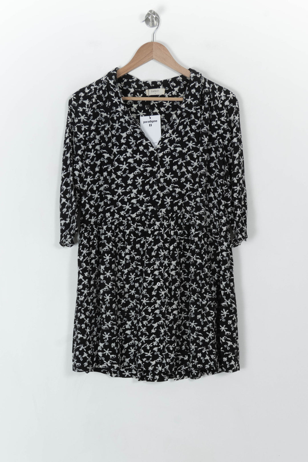 Robe Fleurie Noire et Blanche - Taille S/36 de la marque ba&amp;sh | PARAD93989 - Vendu par Paradigme - Image 2