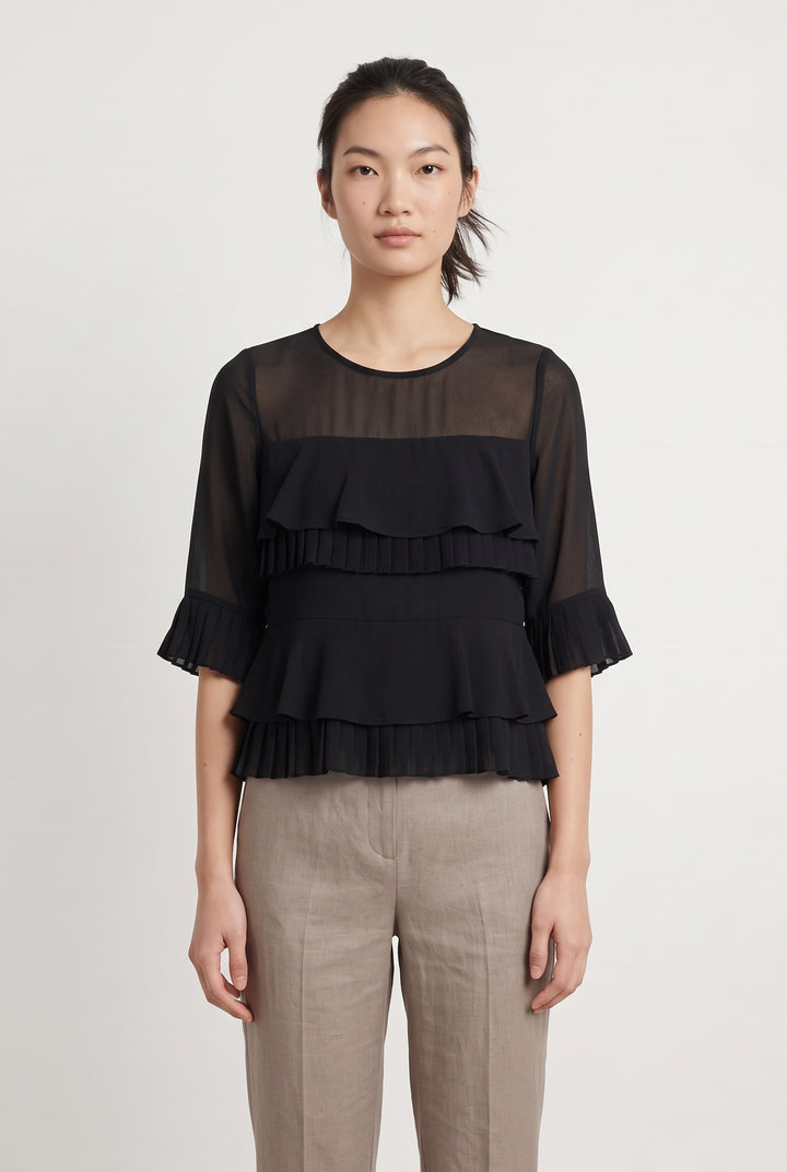 Blouse Noire - Taille S/36 de la marque Claudie Pierlot | PARAD93998 - Vendu par Paradigme - Image 1