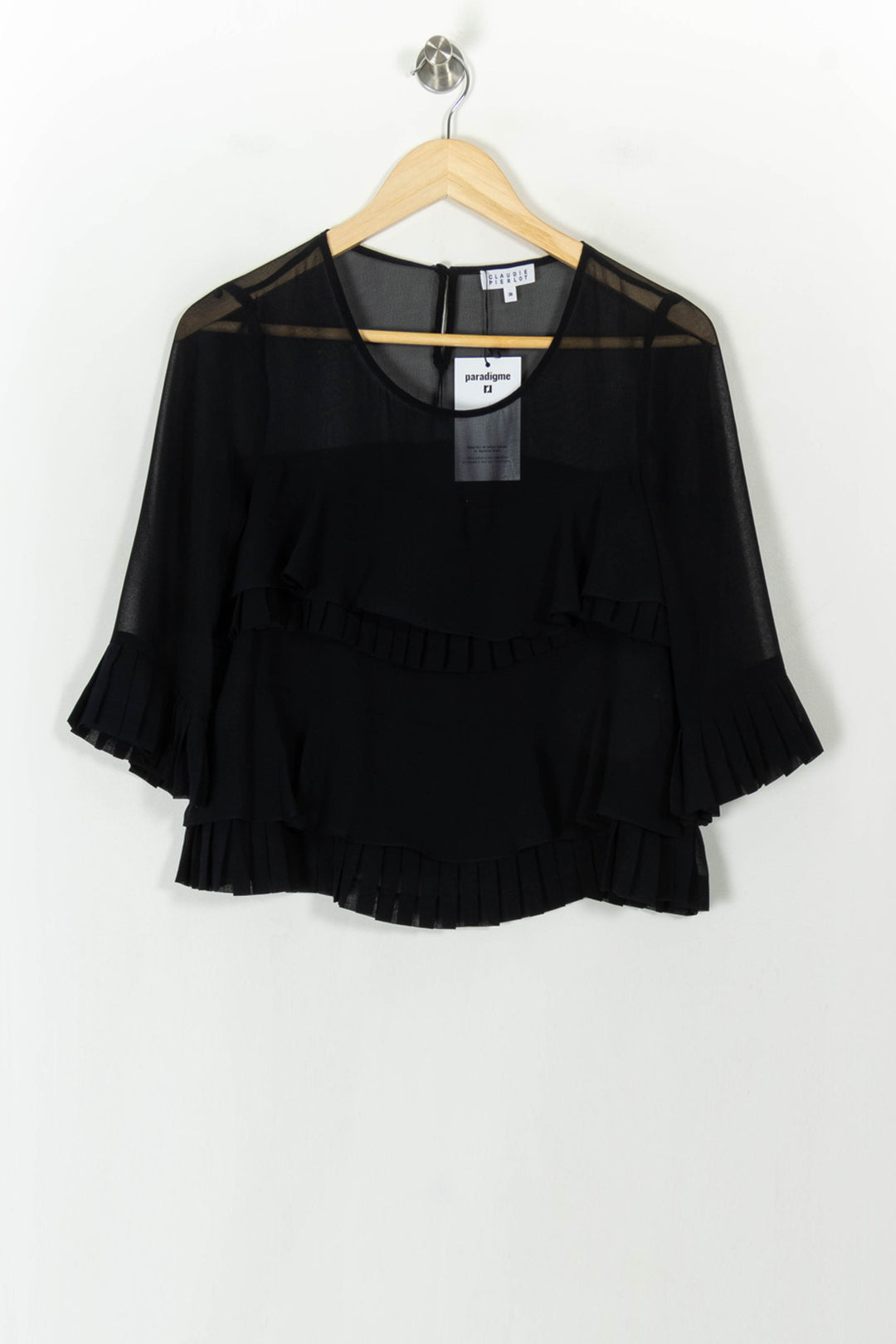 Blouse Noire - Taille S/36 de la marque Claudie Pierlot | PARAD93998 - Vendu par Paradigme - Image 2