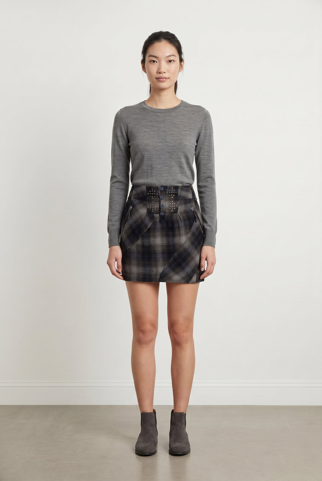 Jupe Courte Grise et Noire - Taille S/36 de la marque One Step | PARAD94000 - Vendu par Paradigme - Image 1