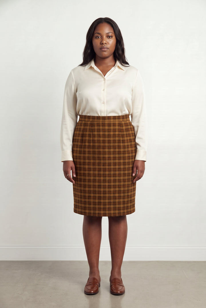 Jupe Droite Marron et Beige - Taille XXL/44 de la marque Weill | PARAD94067 - Vendu par Paradigme - Image 1