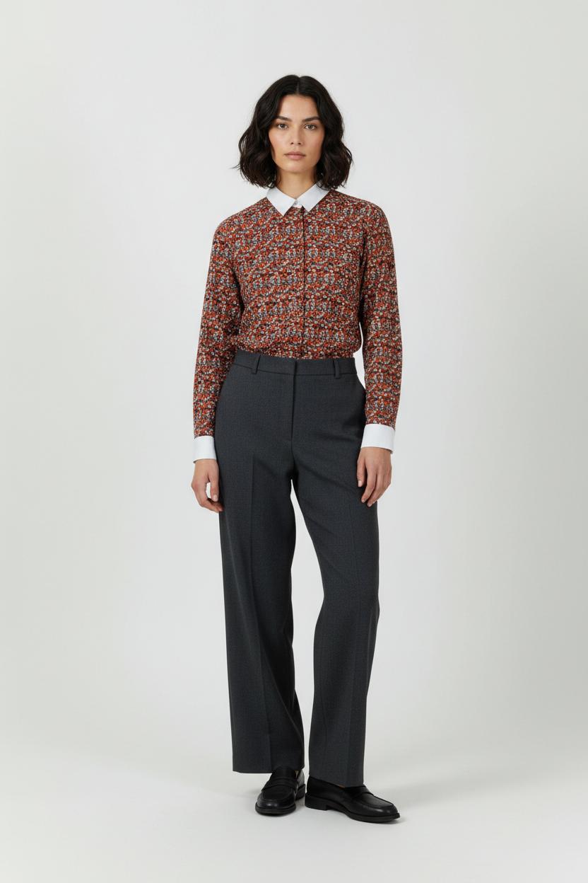 Chemise Fleurie Rouge et Blanche - Taille S/36 de la marque Figaret | PARAD94109 - Vendu par Paradigme - Image 1