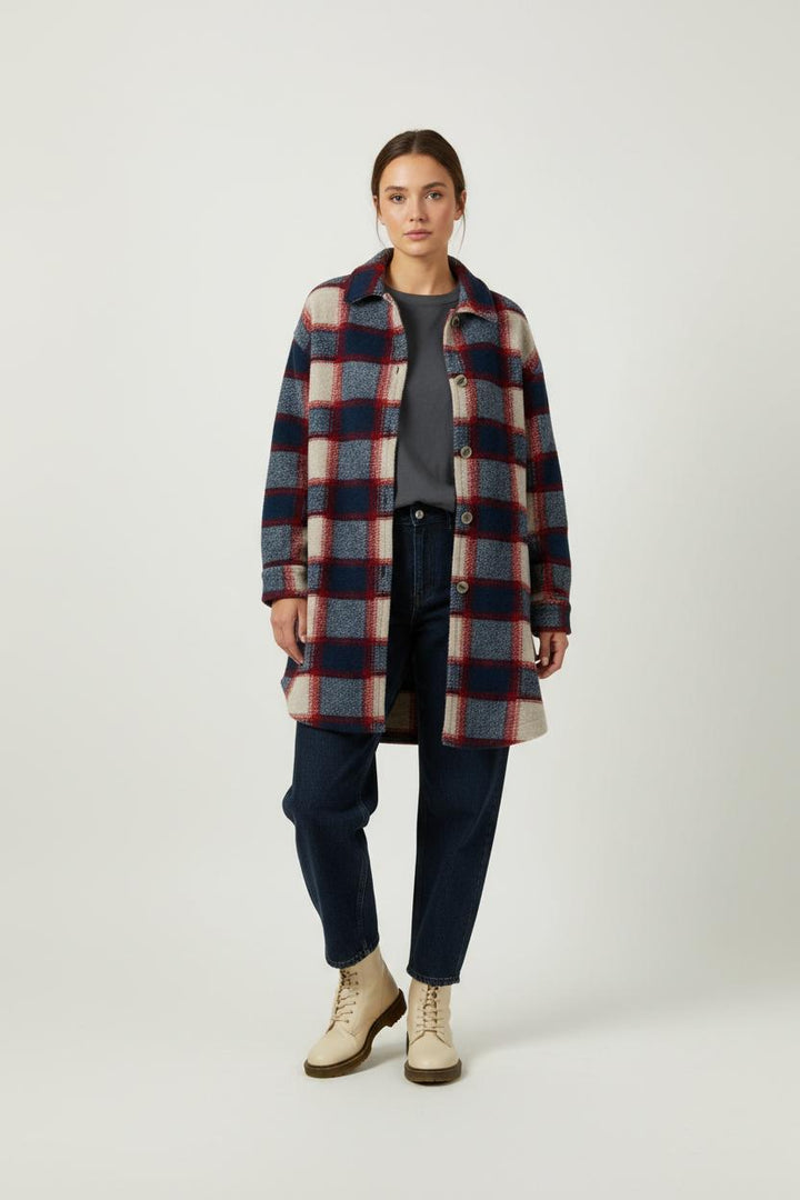 Veste à Carreaux Bleue Rouge et Beige - Taille XL/42 de la marque La Fée Maraboutée | PARAD94139 - Vendu par Paradigme - Image 1