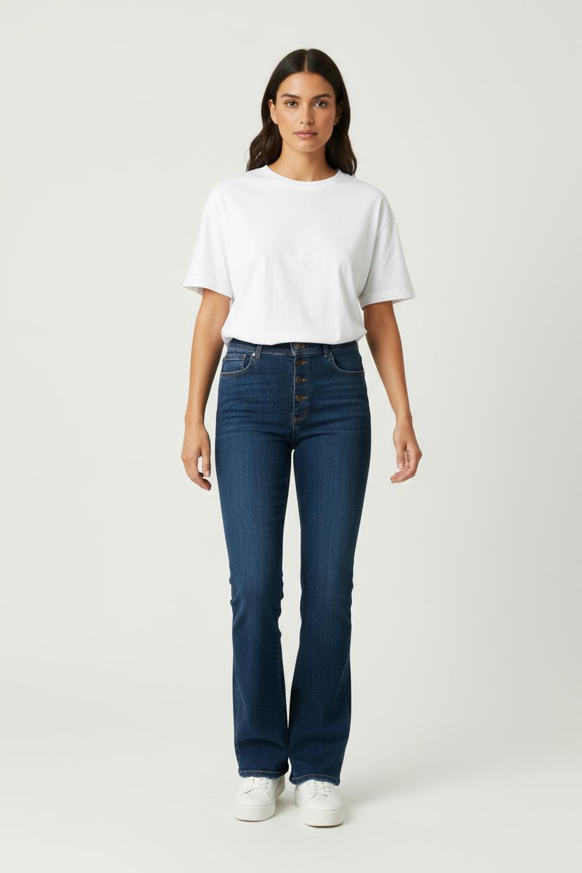 Jean Évasé Bleu - Taille XL/42 de la marque La Fée Maraboutée | PARAD94141 - Vendu par Paradigme - Image 1