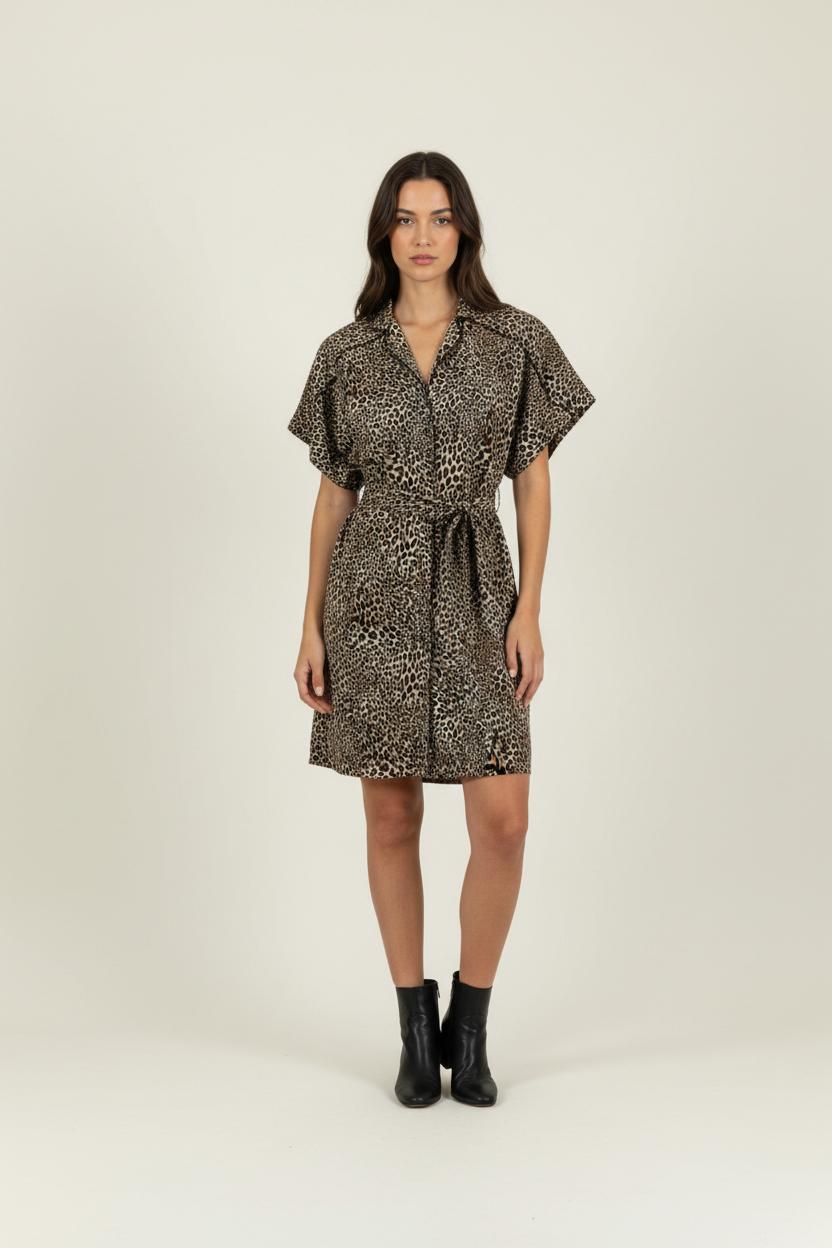 Robe Chemise Marron et Noir - Taille XS/34 de la marque IKKS | PARAD94146 - Vendu par Paradigme - Image 1