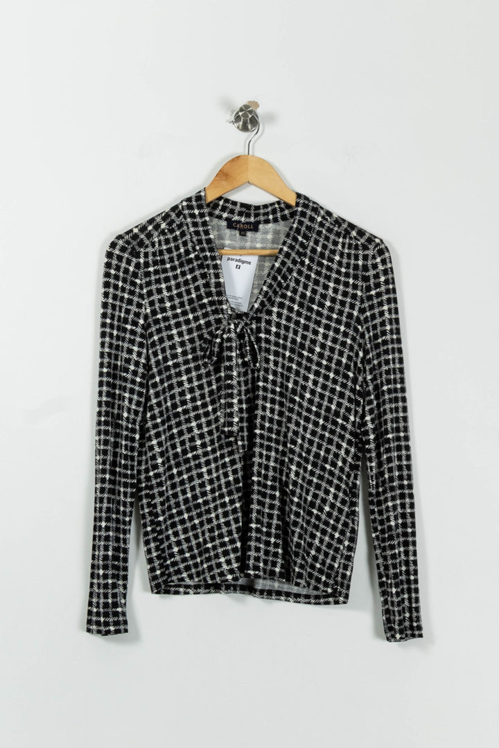 Blouse Noire et Blanche - Taille XS/34 de la marque Caroll | PARAD94148 - Vendu par Paradigme - Image 2