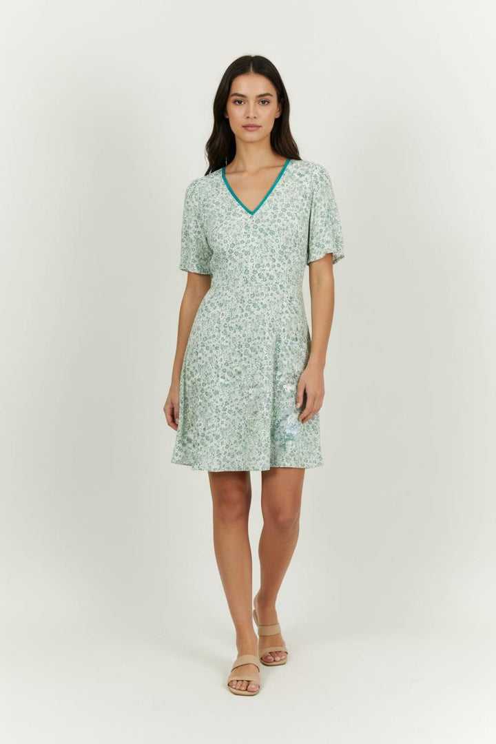 Robe Courte Vert et Blanc - Taille M/38 de la marque Karl Marc John | PARAD94156 - Vendu par Paradigme - Image 1