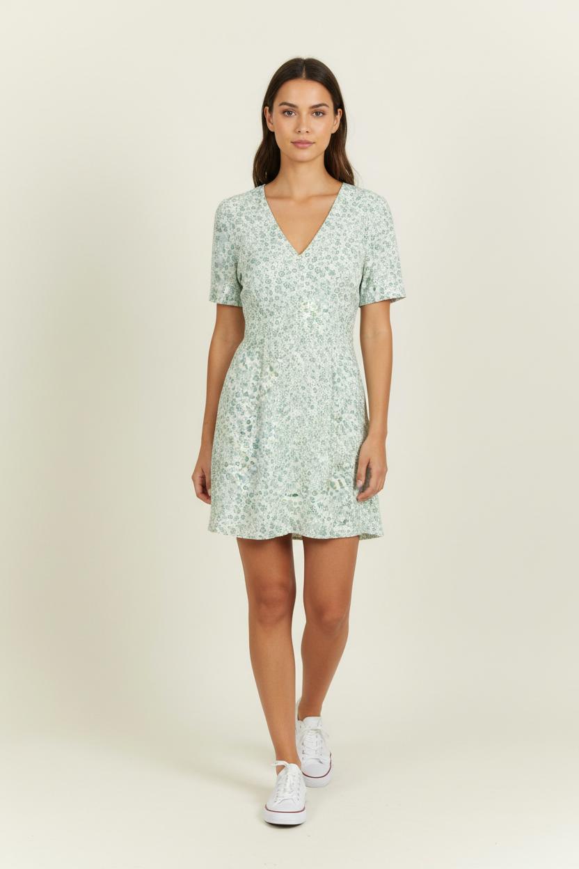 Robe Courte Verte et Blanche - Taille M/38 de la marque Karl Marc John | PARAD94158 - Vendu par Paradigme - Image 1