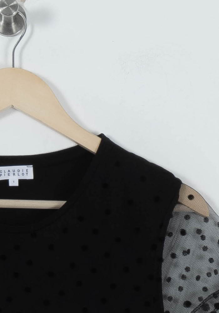 T-shirt Noir et Transparent - Taille S/36 de la marque Claudie Pierlot | PARAD94162 - Vendu par Paradigme - Image 3