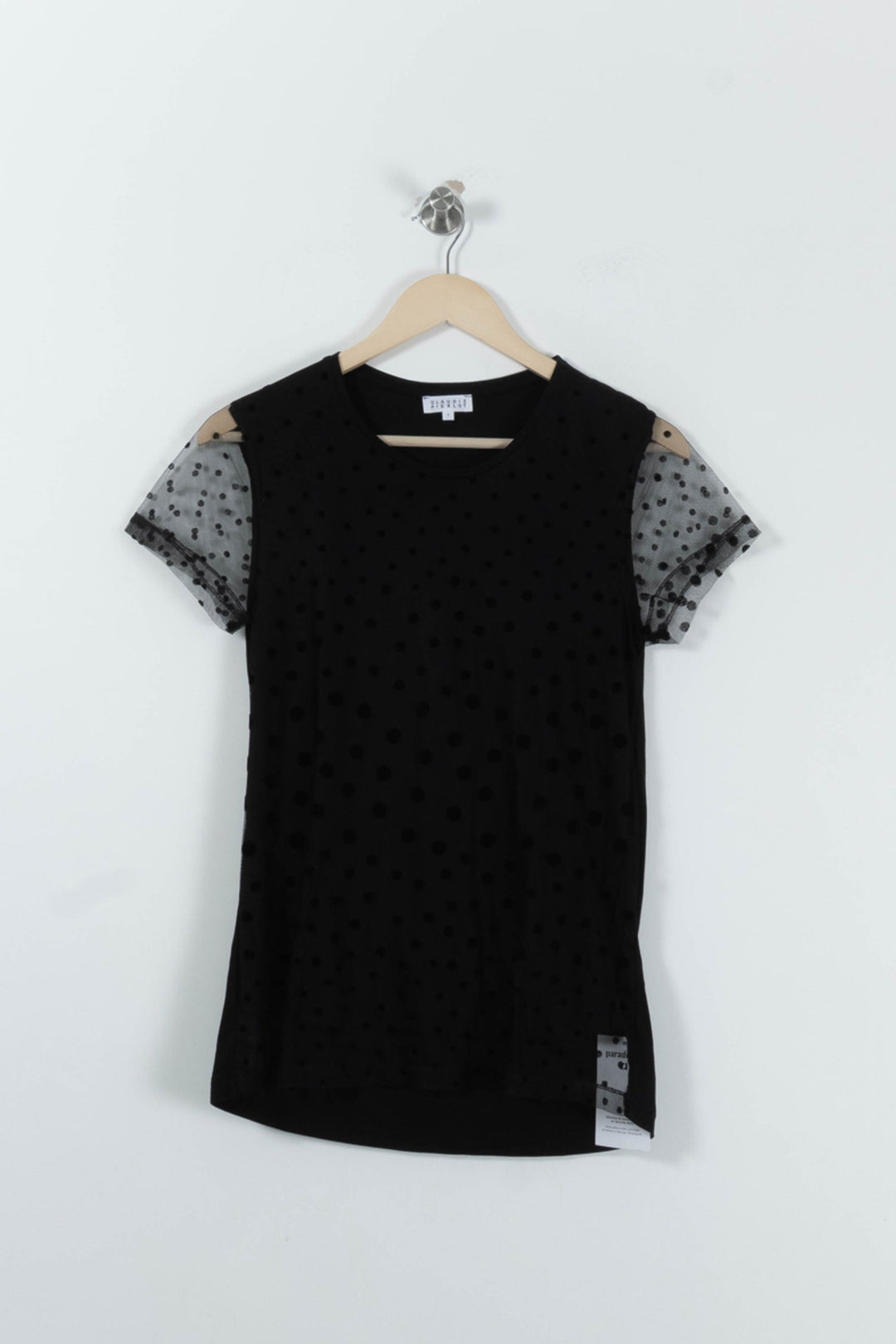 T-shirt Noir et Transparent - Taille S/36 de la marque Claudie Pierlot | PARAD94162 - Vendu par Paradigme - Image 2