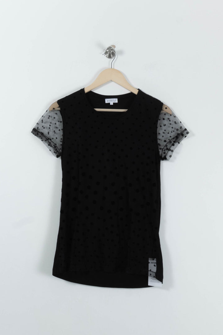 T-shirt Noir et Transparent - Taille S/36 de la marque Claudie Pierlot | PARAD94162 - Vendu par Paradigme - Image 2