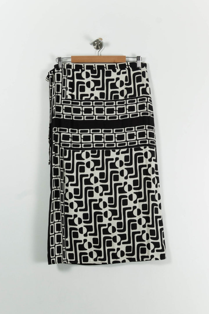 Jupe Portefeuille Noire et Blanche - Taille XL/42 de la marque La Fée Maraboutée | PARAD94166 - Vendu par Paradigme - Image 4