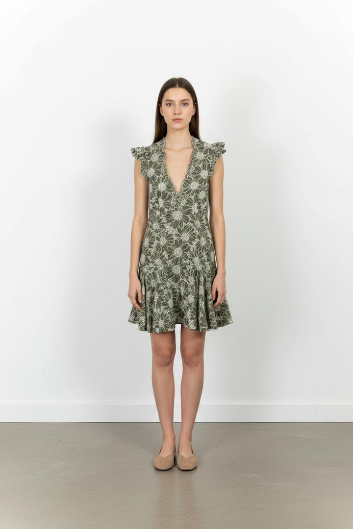 Robe Courte Verte et Blanche - Taille L/40 de la marque Sandro | PARAD94195 - Vendu par Paradigme - Image 1