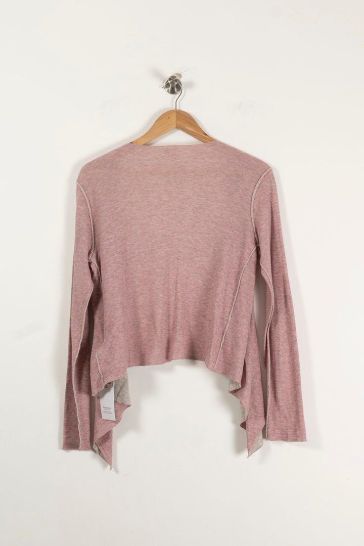 Cardigan Rose et Gris - Taille S/36 de la marque Majestic Filatures | PARAD94204 - Vendu par Paradigme - Image 4