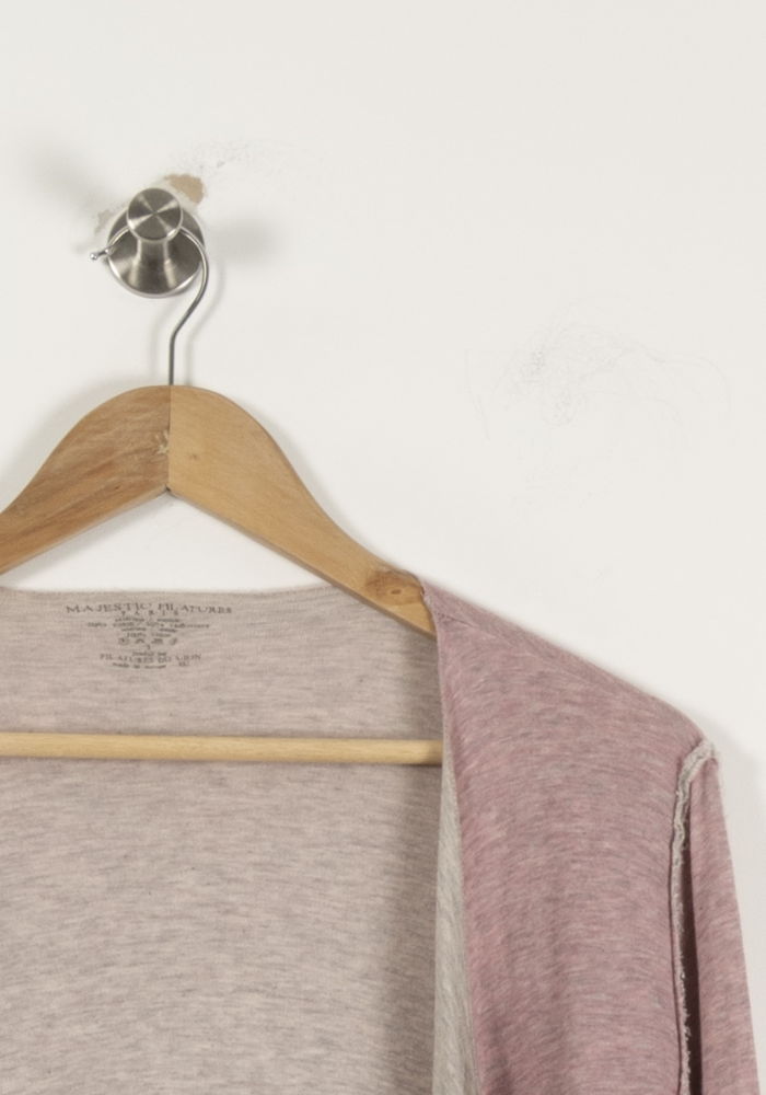 Cardigan Rose et Gris - Taille S/36 de la marque Majestic Filatures | PARAD94204 - Vendu par Paradigme - Image 3