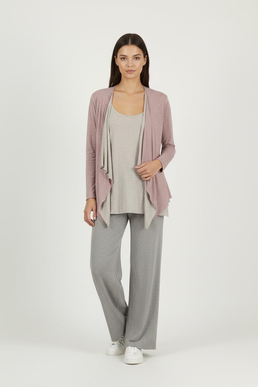 Cardigan Rose et Gris - Taille S/36 de la marque Majestic Filatures | PARAD94204 - Vendu par Paradigme - Image 1