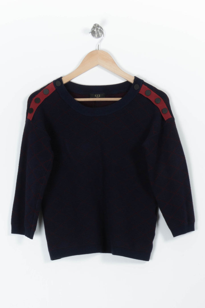 Pull Bleu Marine et Rouge - Taille M/38 de la marque Maison 123 | PARAD94221 - Vendu par Paradigme - Image 2