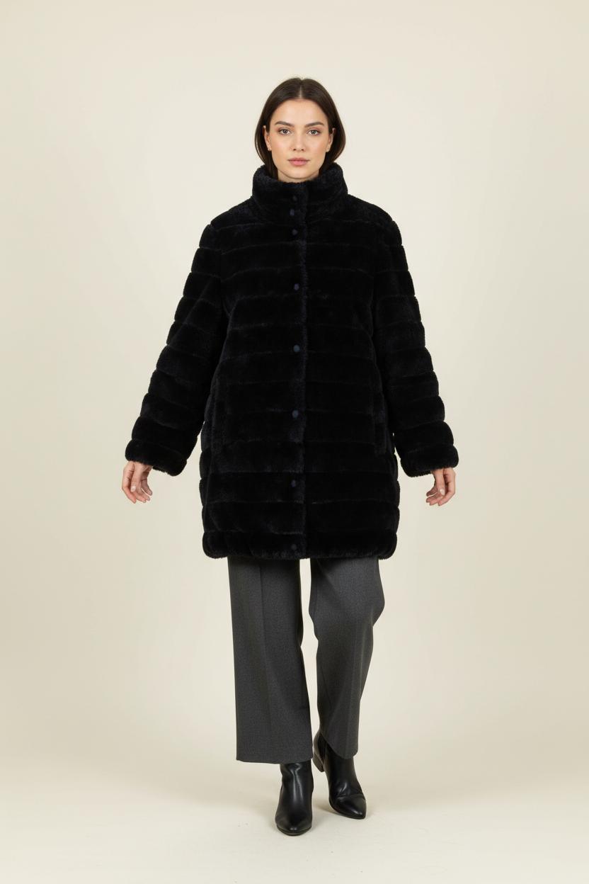 Manteau Fourré Bleu - Taille XL/42 de la marque La Fée Maraboutée | PARAD94258 - Vendu par Paradigme - Image 1