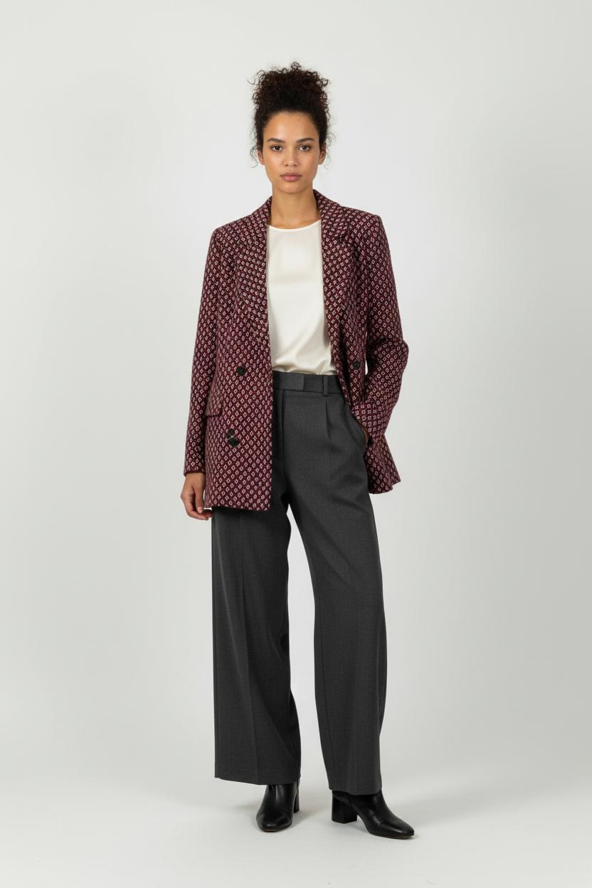 Blazer Bordeaux et Blanc - Taille S/36 de la marque Claudie Pierlot | PARAD94289 - Vendu par Paradigme - Image 1