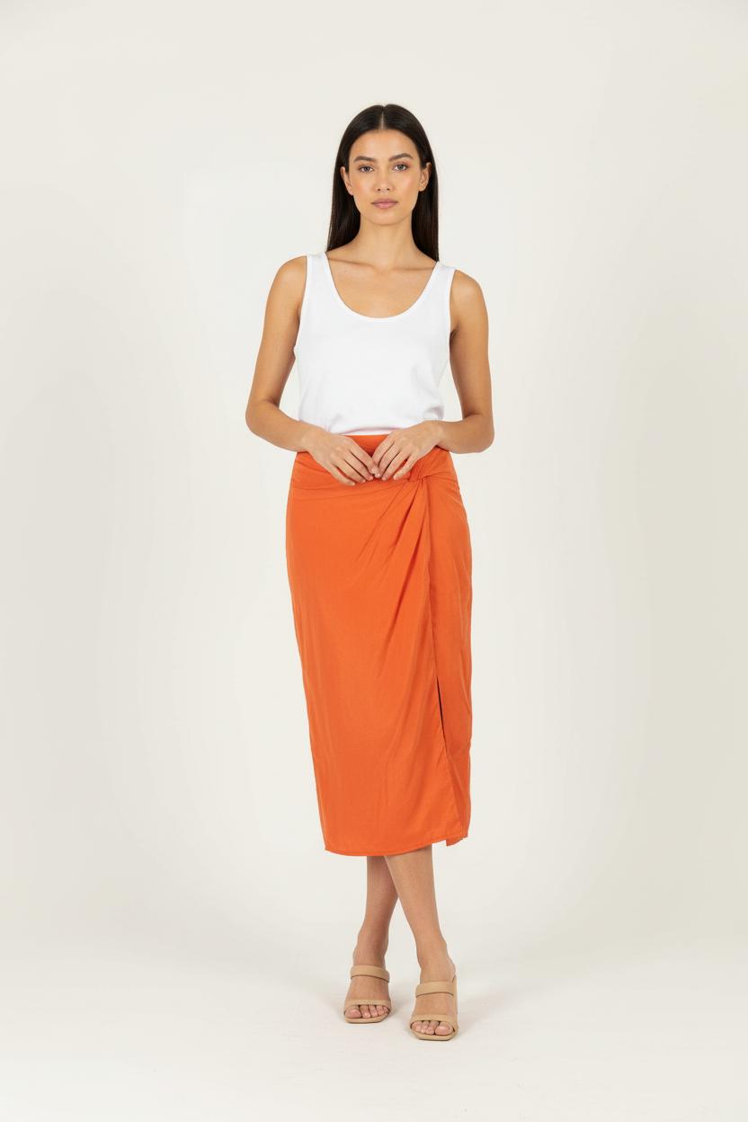 Jupe Midi Orange - Taille M/38 de la marque Valentine Gauthier | PARAD94293 - Vendu par Paradigme - Image 1