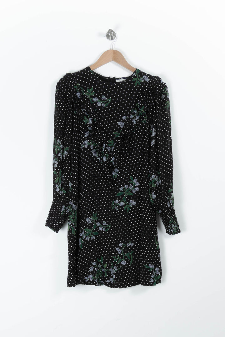 Robe Fleurie Noire et Blanche - Taille S/36 de la marque Ganni | PARAD94294 - Vendu par Paradigme - Image 2