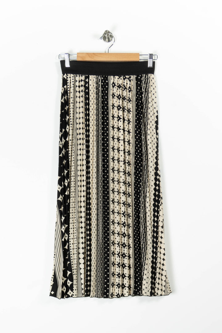Jupe Plissée Noire et Beige - Taille S/36 de la marque La Fée Maraboutée | PARAD94302 - Vendu par Paradigme - Image 4