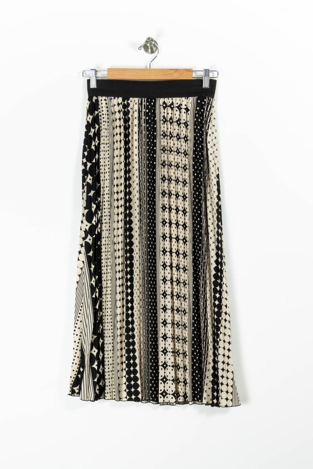 Jupe Plissée Noire et Beige - Taille S/36 de la marque La Fée Maraboutée | PARAD94302 - Vendu par Paradigme - Image 2