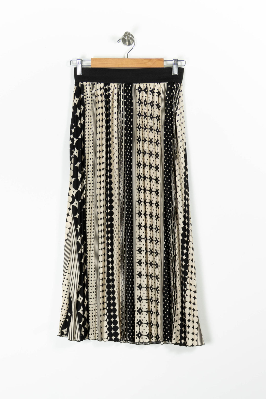 Jupe Plissée Noire et Beige - Taille S/36 de la marque La Fée Maraboutée | PARAD94302 - Vendu par Paradigme - Image 2