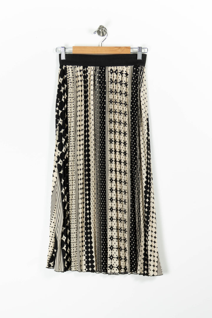 Jupe Plissée Noire et Beige - Taille S/36 de la marque La Fée Maraboutée | PARAD94302 - Vendu par Paradigme - Image 2