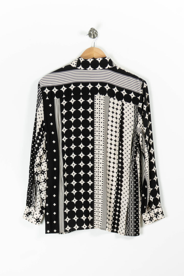 Chemisier Noir et Blanc - Taille M/38 de la marque La Fée Maraboutée | PARAD94303 - Vendu par Paradigme - Image 4