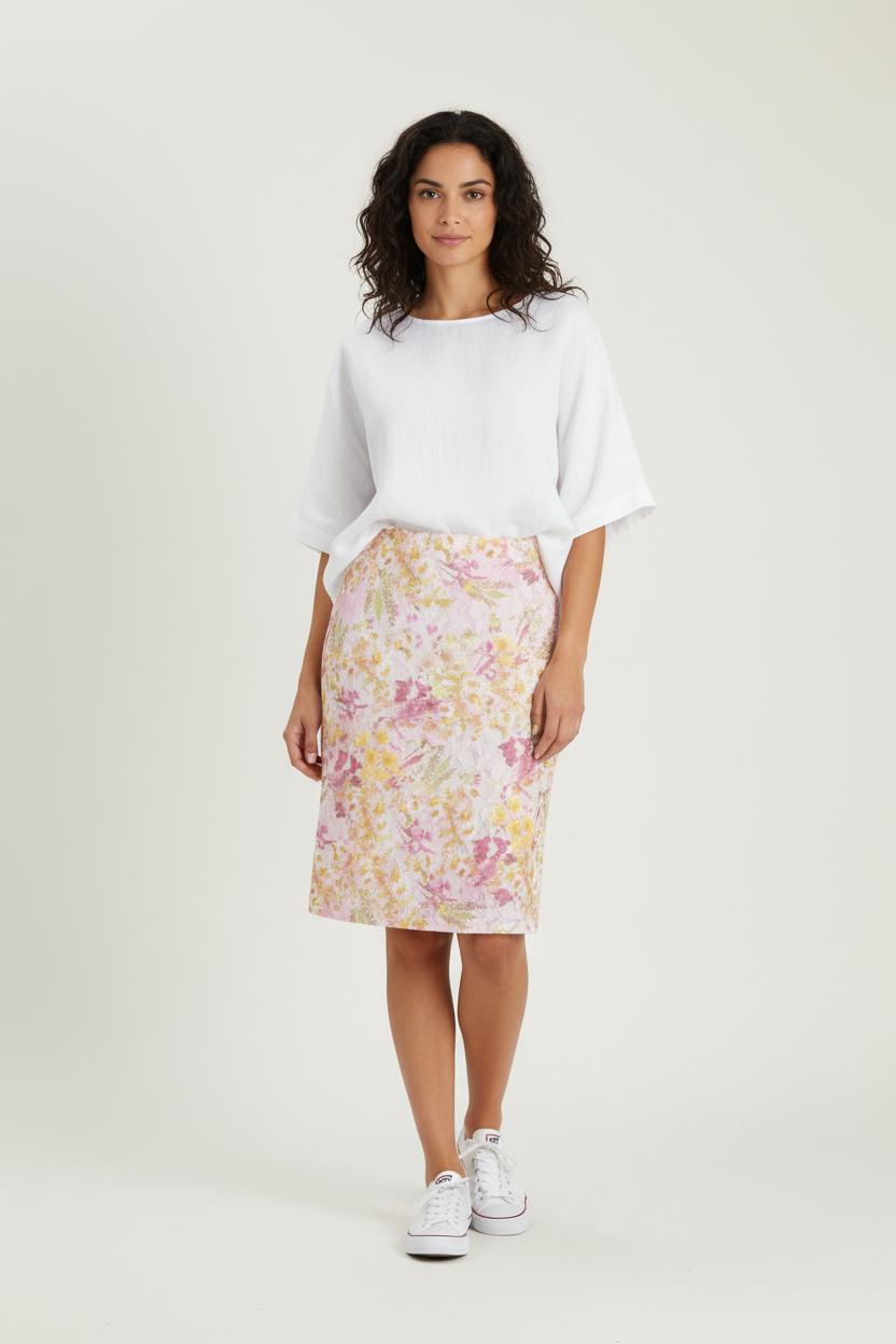 Jupe Fleurie Rose et Jaune - Taille XXXL/46 de la marque Weill | PARAD94307 - Vendu par Paradigme - Image 1