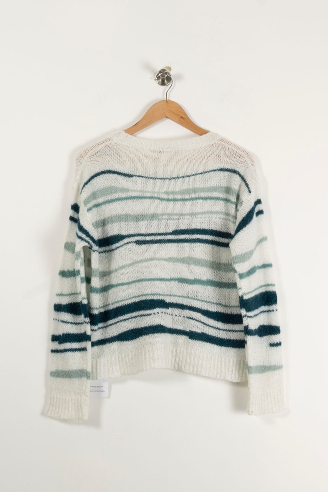 Pull Blanc et Vert - Taille M/38 de la marque La Fée Maraboutée | PARAD94328 - Vendu par Paradigme - Image 4