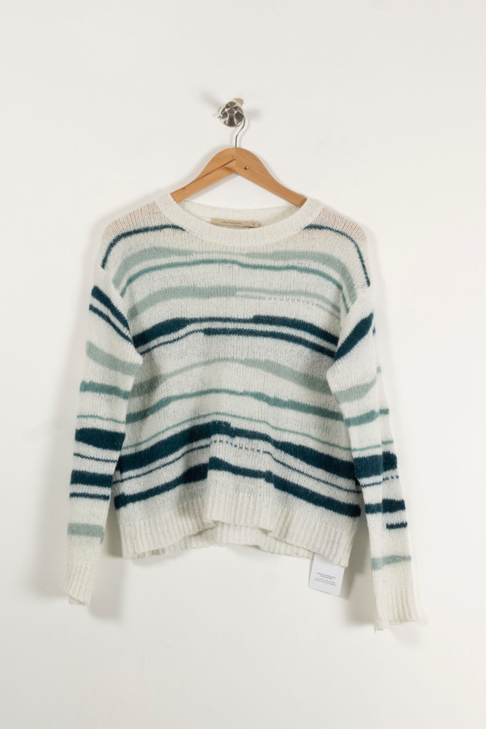 Pull Blanc et Vert - Taille M/38 de la marque La Fée Maraboutée | PARAD94328 - Vendu par Paradigme - Image 2