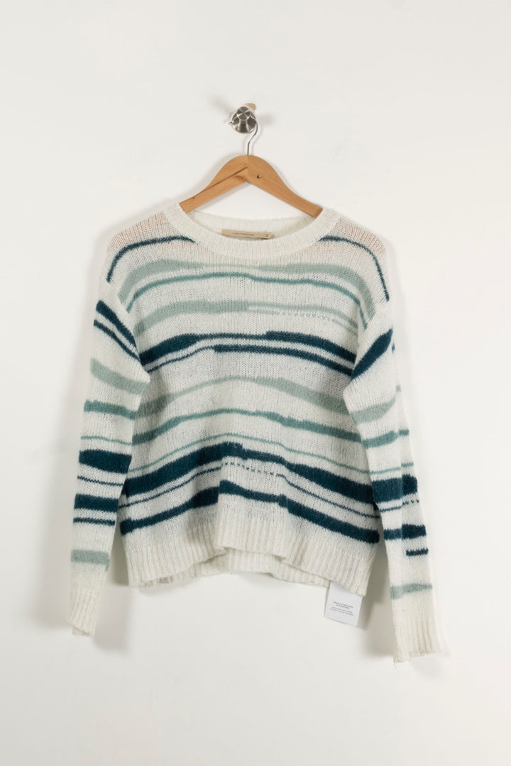 Pull Blanc et Vert - Taille M/38 de la marque La Fée Maraboutée | PARAD94328 - Vendu par Paradigme - Image 2