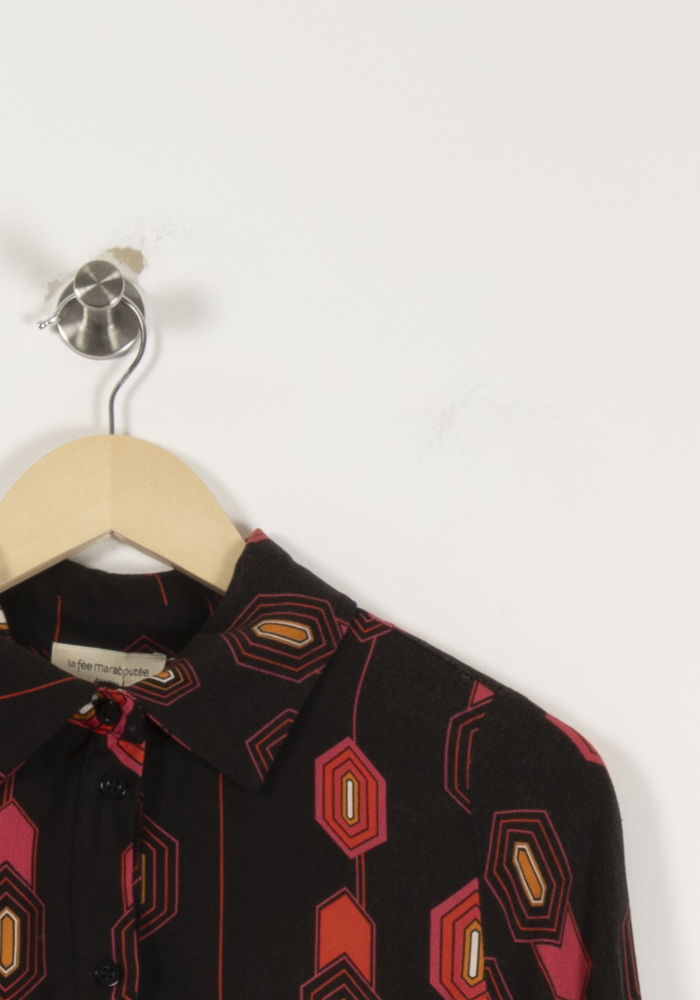 Robe Chemise Noire et Rouge - Taille S/36 de la marque La Fée Maraboutée | PARAD94335 - Vendu par Paradigme - Image 3