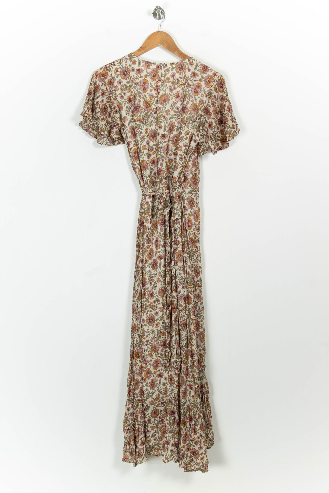 Robe Longue Fleurie Beige et Marron - Taille XS/34 de la marque Petite Mendigote | PARAD94338 - Vendu par Paradigme - Image 4