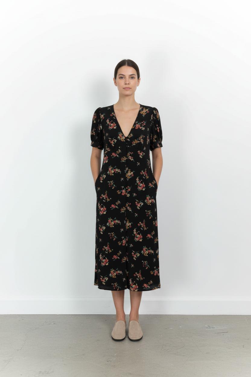 Robe Fleurie Noire - Taille XS/34 de la marque Petite Mendigote | PARAD94341 - Vendu par Paradigme - Image 1