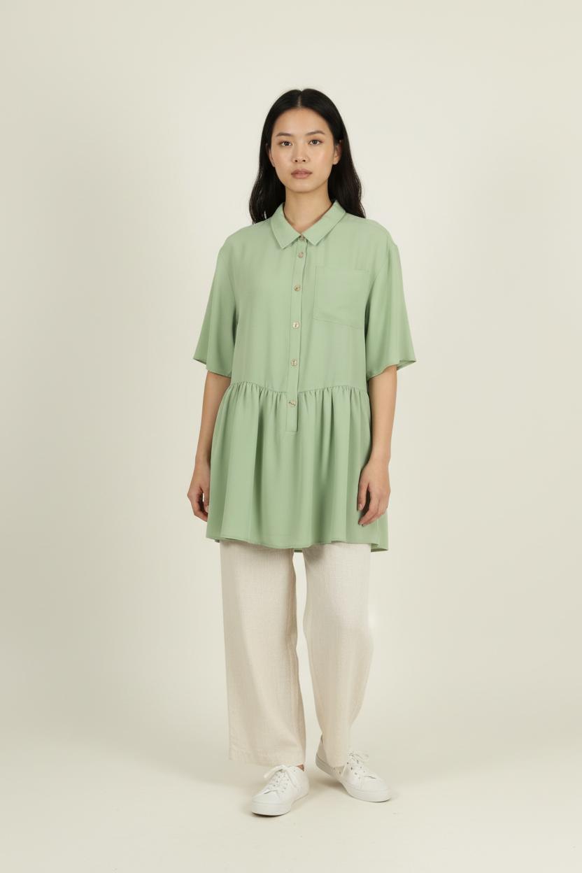 Robe Chemise Verte - Taille XS/34 de la marque American Vintage | PARAD94391 - Vendu par Paradigme - Image 1