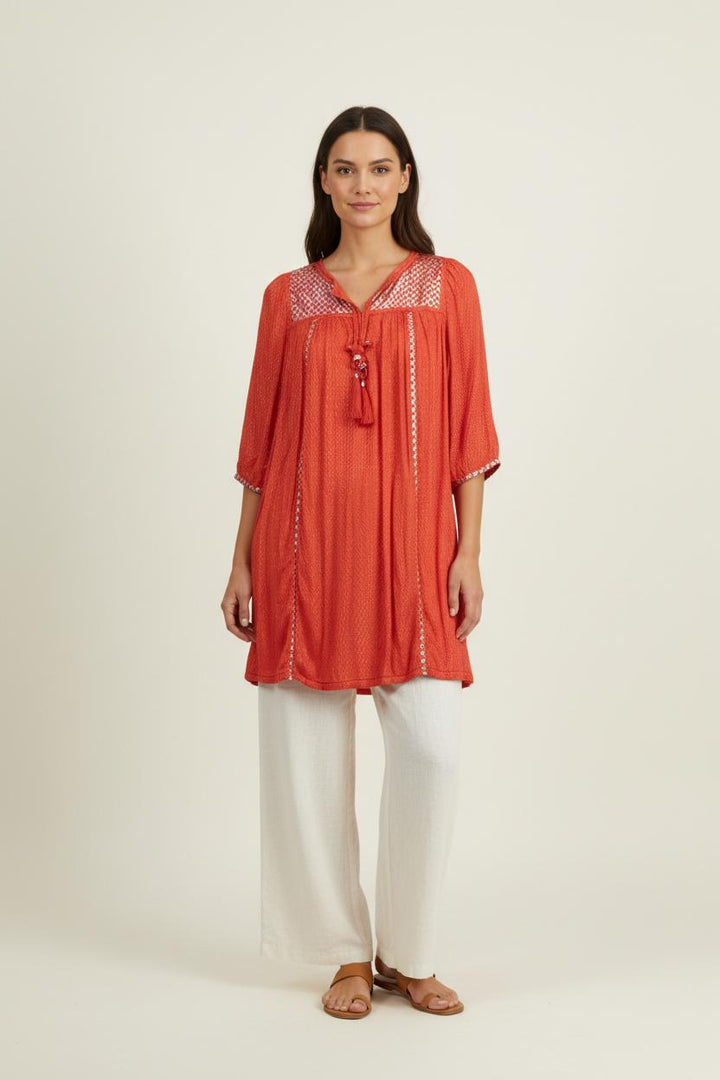 Robe Courte Rouge et Blanche - Taille S/36 de la marque Derhy | PARAD94398 - Vendu par Paradigme - Image 1