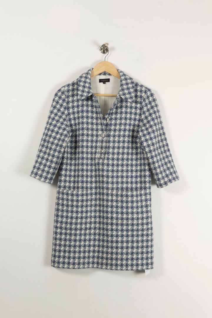 Robe Courte Bleue et Blanche - Taille M/38 de la marque Caroll | PARAD94400 - Vendu par Paradigme - Image 2
